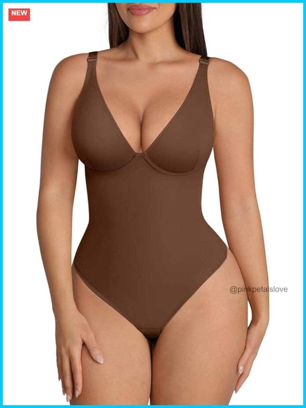Shapewear Bodysuit Tummy Control Deep V Neck Thong Body Shaper